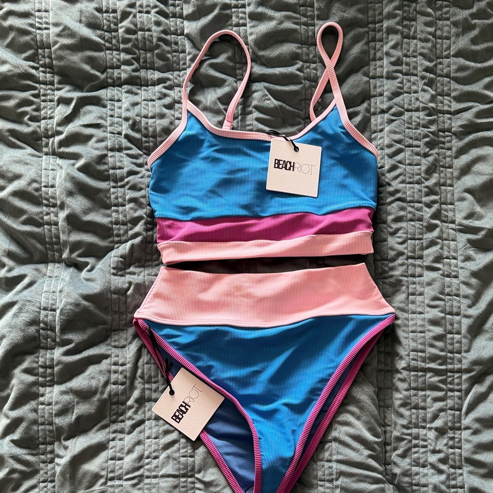 Beach Riot Pink and Blue Two-Piece Swimsuit